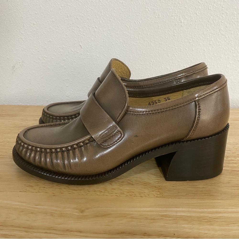 VTG 90s Patrick Cox Wannabe Loafers, chunky heel 36 Wannabes tan leather